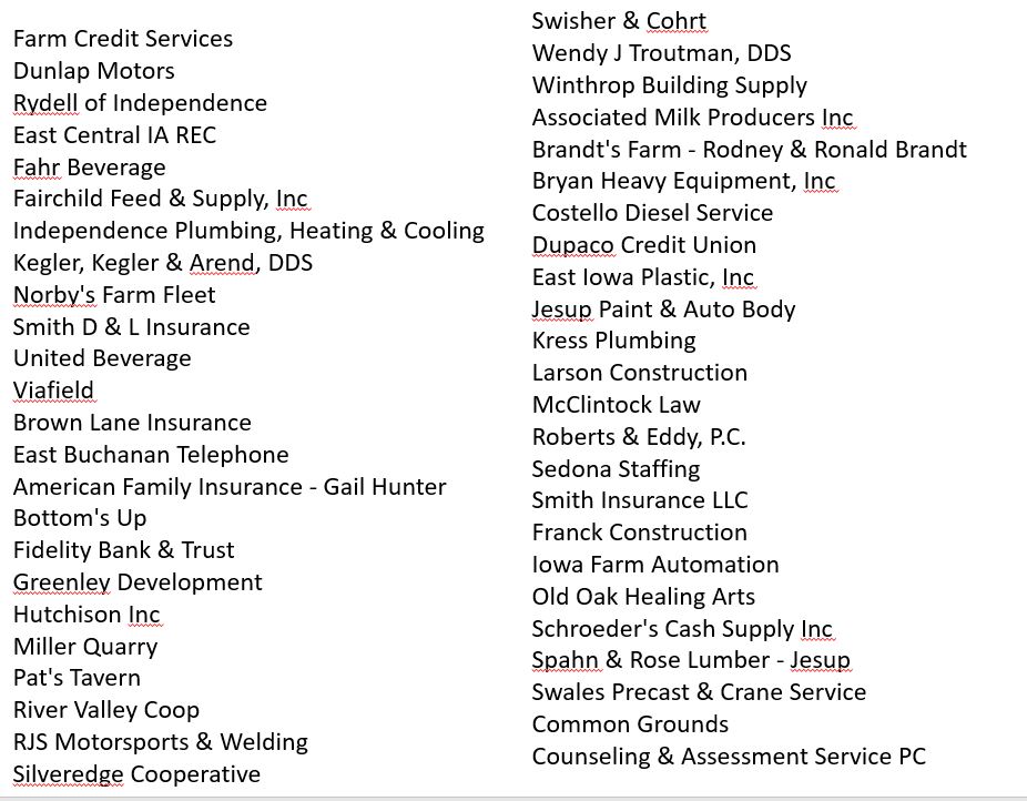 sponsor list names sponsor list names
