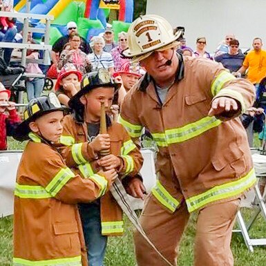 Firefighters with kids - square